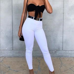 White High Waist Skinny Jeans